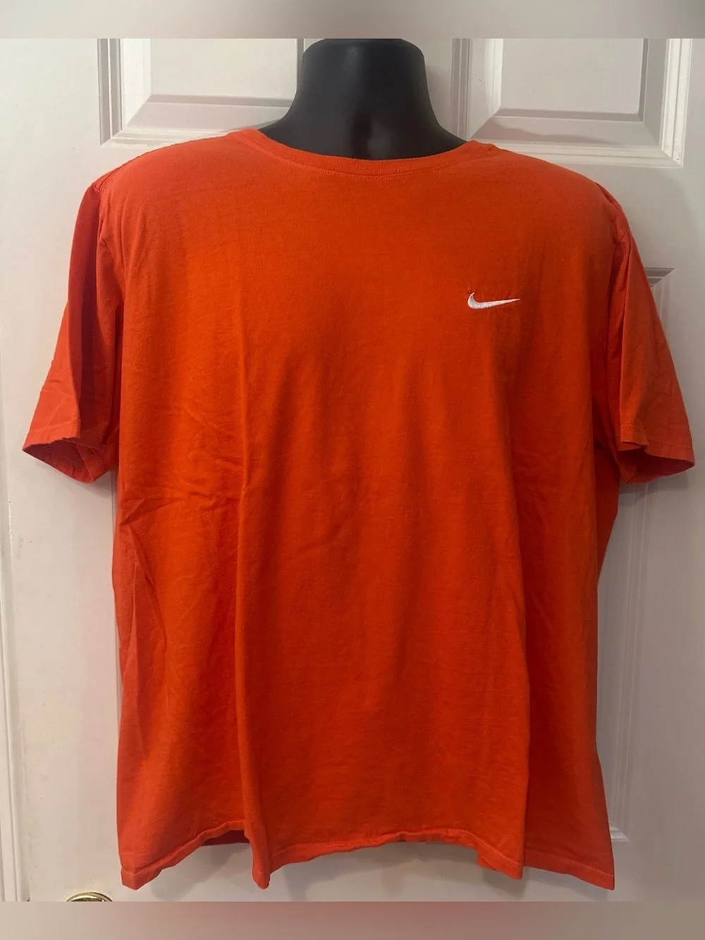 Nike Orange Short Sleeve Crew Tee with White Swoosh
